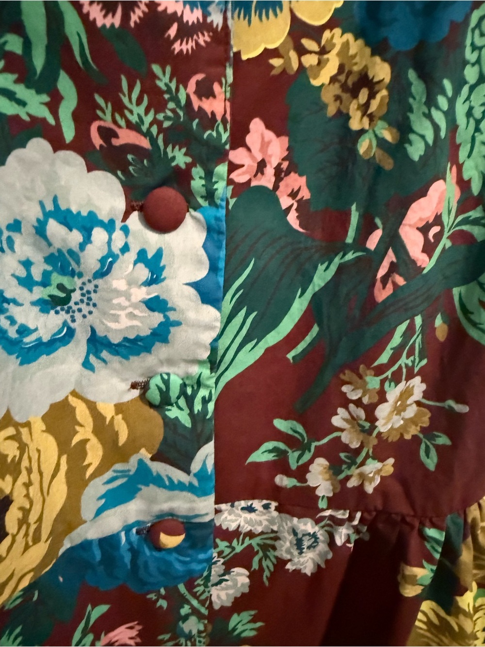 Tuckernuck Oxblood Merlot Floral Cotton Flutter Sleeve Midi Classic Dress Small - Picture 9 of 13